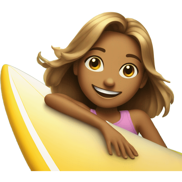 smiling girl in sunny park on a surfboard emoji