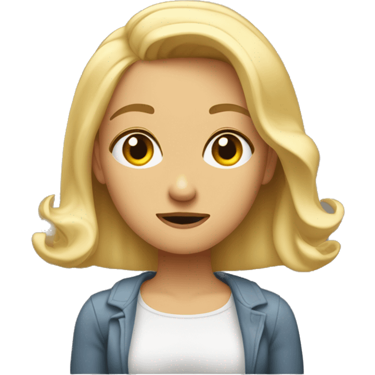 young blonde woman with a puzzled expression, raised eyebrows, and a slight shrug. Her lifted shoulders and hands out to the sides show a classic "I don’t get it" gesture, perfect for expressing confusion or disbelief. emoji