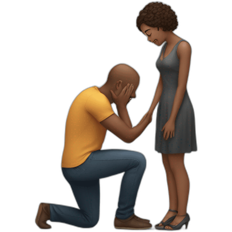 Man on knees facing woman emoji