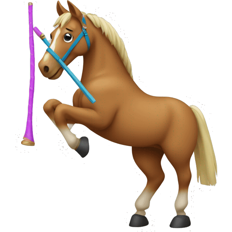 Horse doing gymnastics and playing the flute  emoji