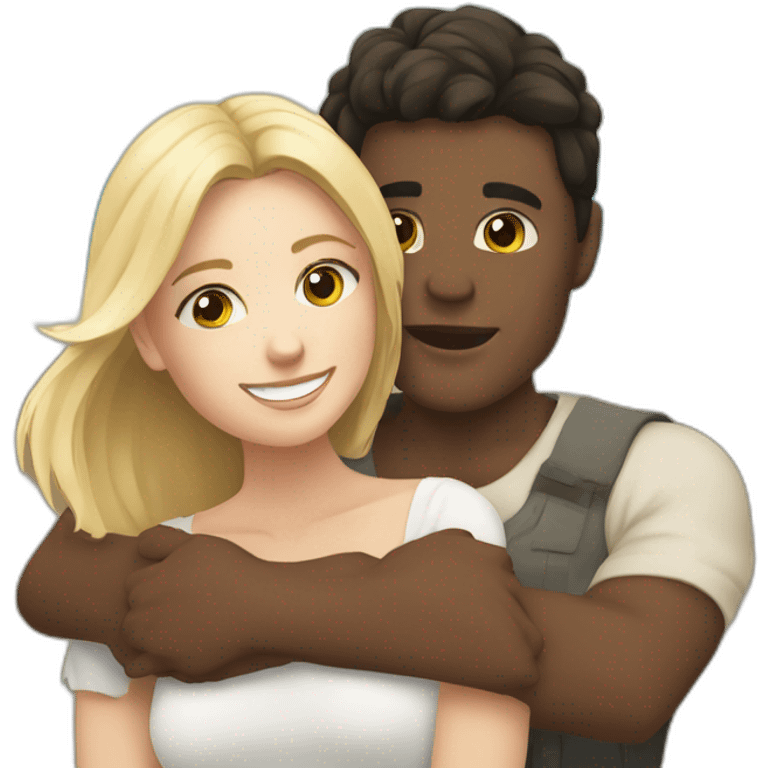 young metis Man and white woman hug love at the beach emoji