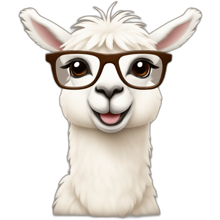 White baby llama in brown glasses emoji