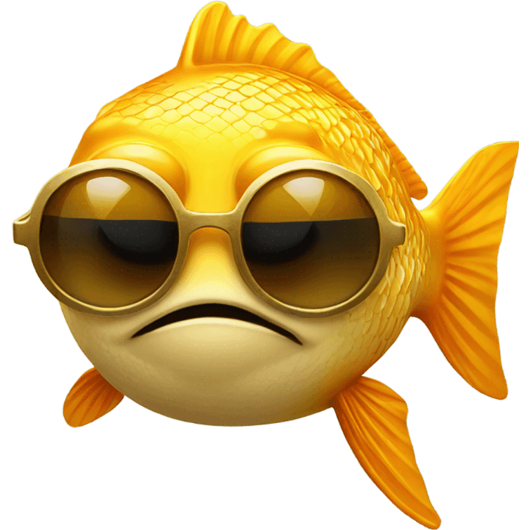 Golden fish with sun glasses  emoji