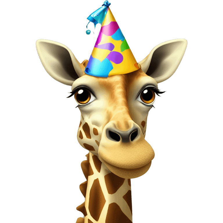 Giraffe with a party hat emoji