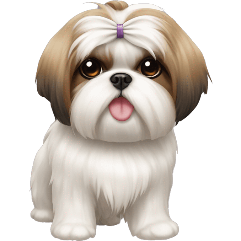 party color Shih Tzu with a topknot and bow emoji