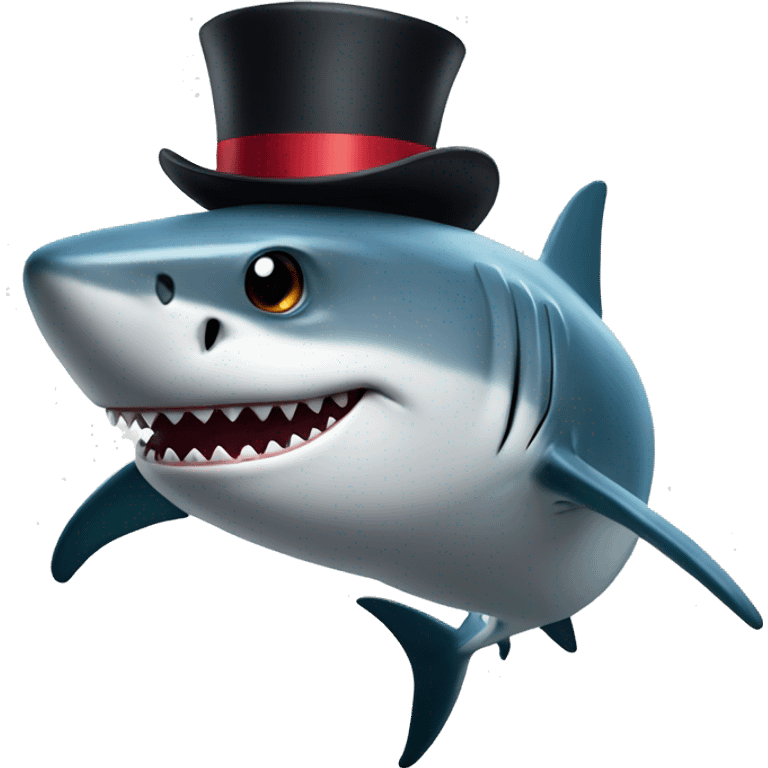 Shark with a top hat emoji