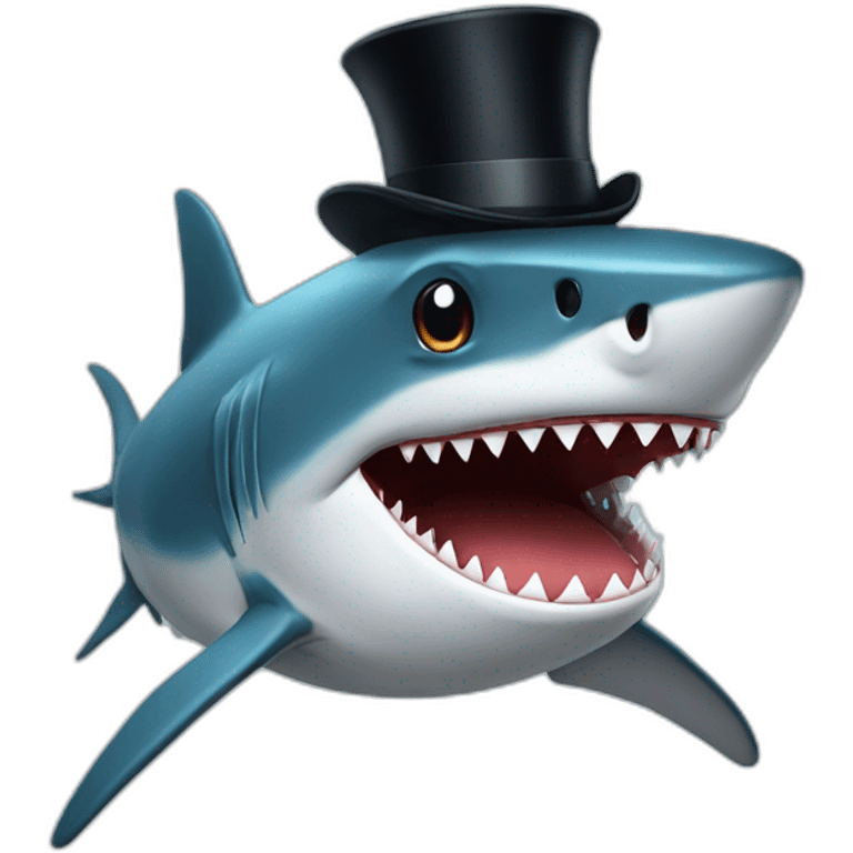 Shark with a top hat emoji