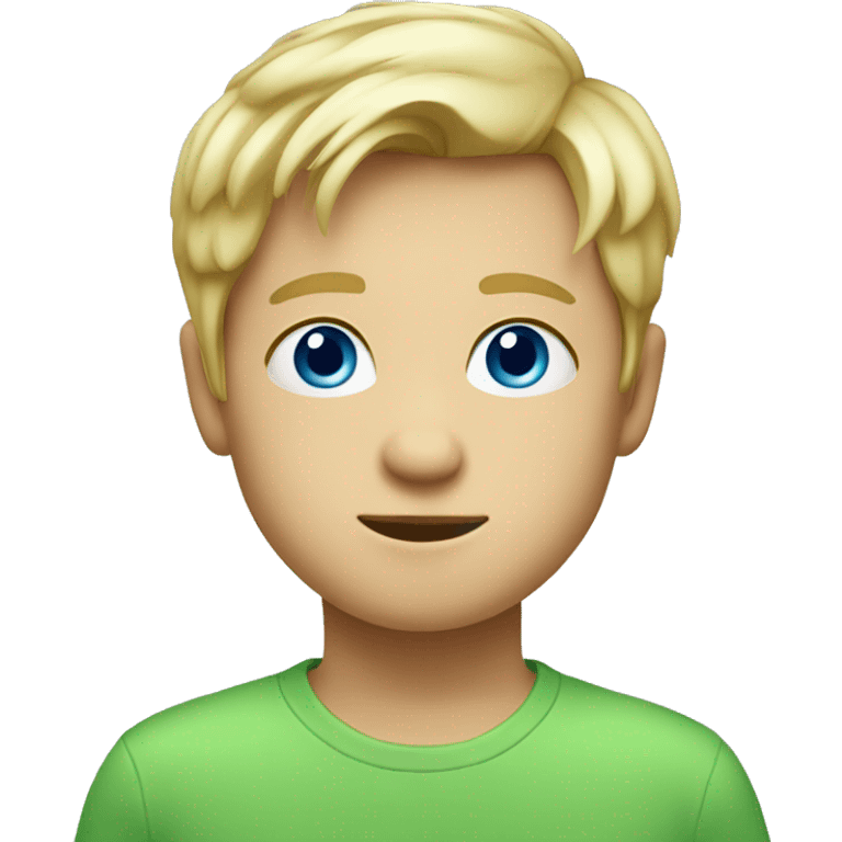 BLONDE, BLUE EYES BOY WITH A LIGHT GREEN T SHIRT  emoji