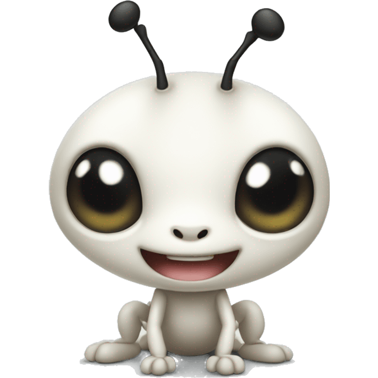 white cute ant cartoon style emoji