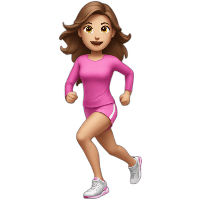 running white skin woman, brown hair, pink clothes emoji