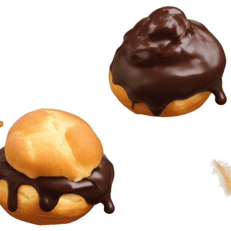 One profiterole with chocolate dip on top emoji