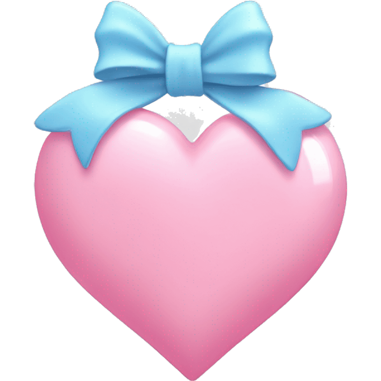 light pink heart with a big light blue bow glassy emoji