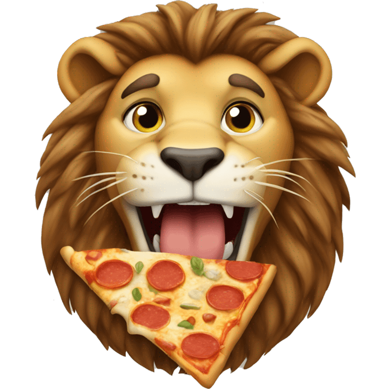 Lion eating pizza emoji