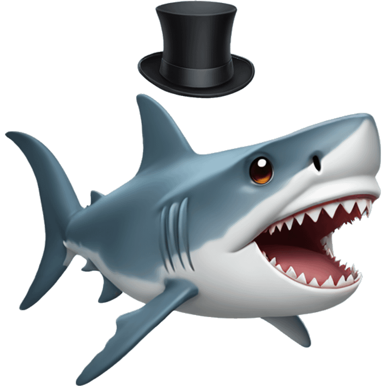 Shark with a top hat emoji