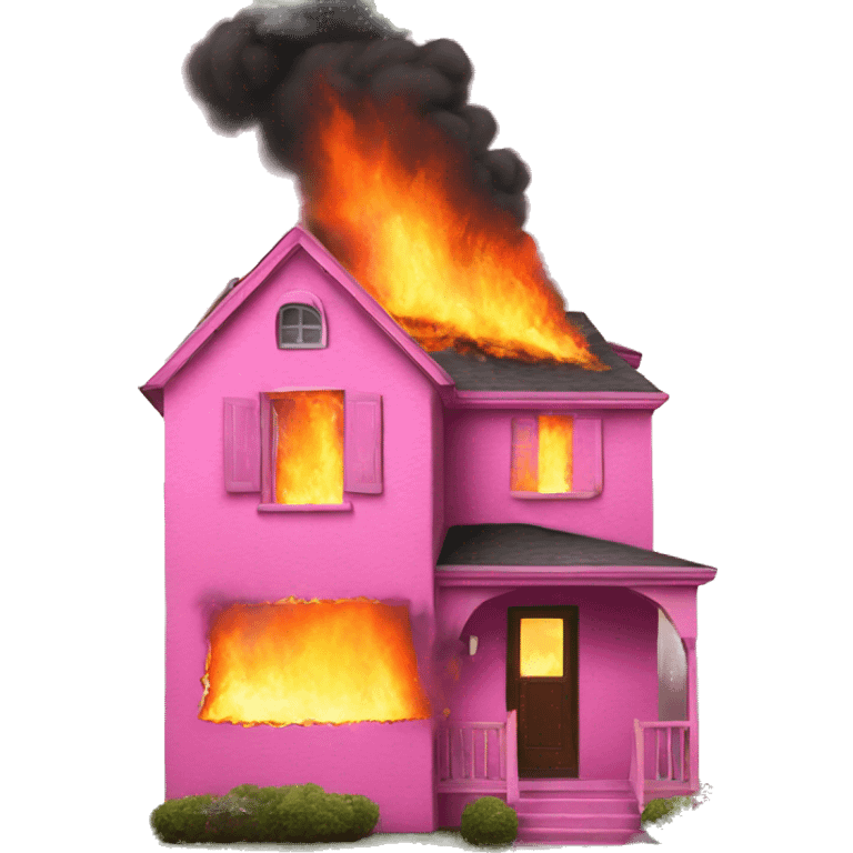 Pink house on fire emoji