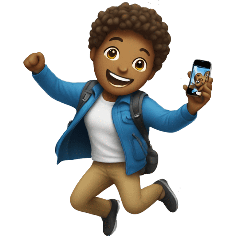 tourguide jumping for joy, with an iPhone in their hand emoji