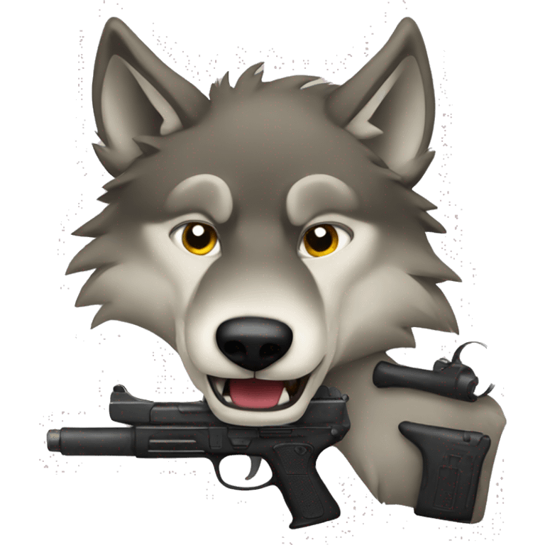 Wolf and gun emoji