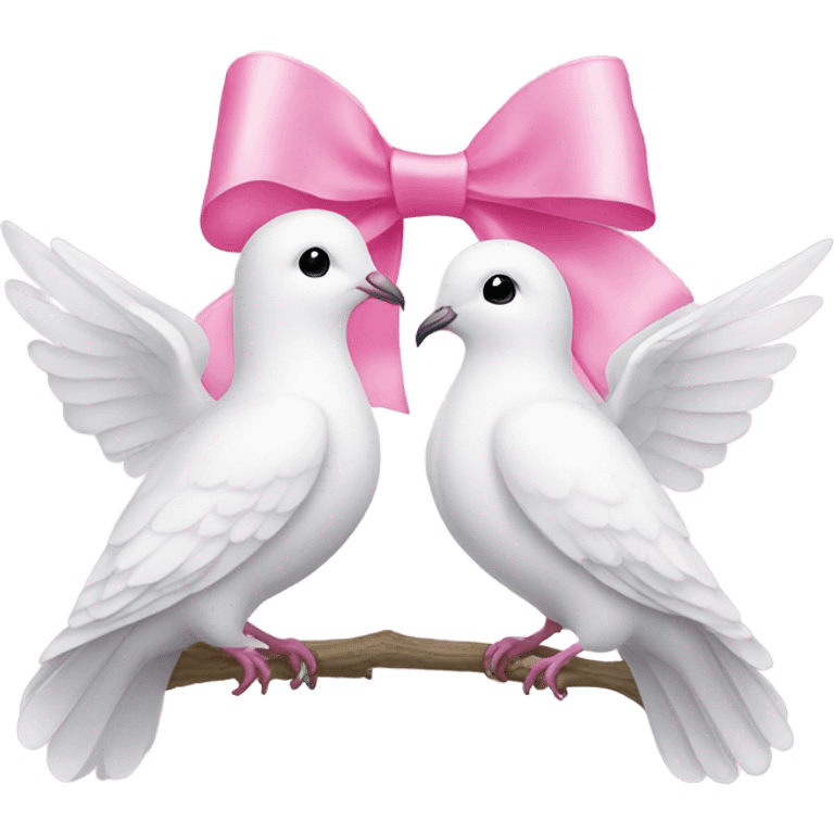 Two White doves with pink bows emoji