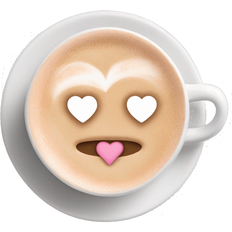  pale pink coffee mug heart shaped cappuccino emoji