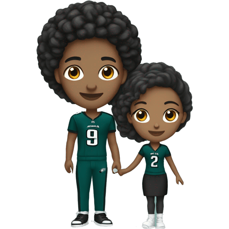 Biracial couple in Philadelphia eagles clothing  emoji