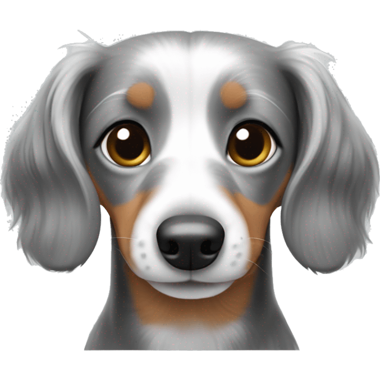 Fluffy dachshund white and grey emoji