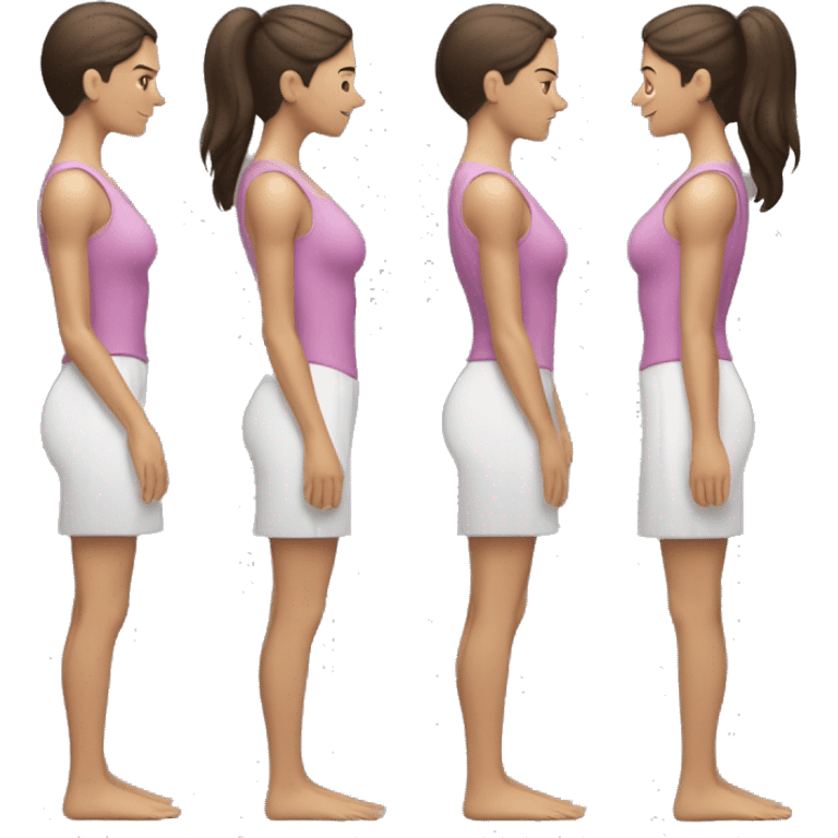 Woman Back muscles, exact same posture but Caucasian woman, brunette emoji