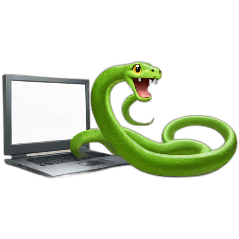 funny snake near the computer emoji