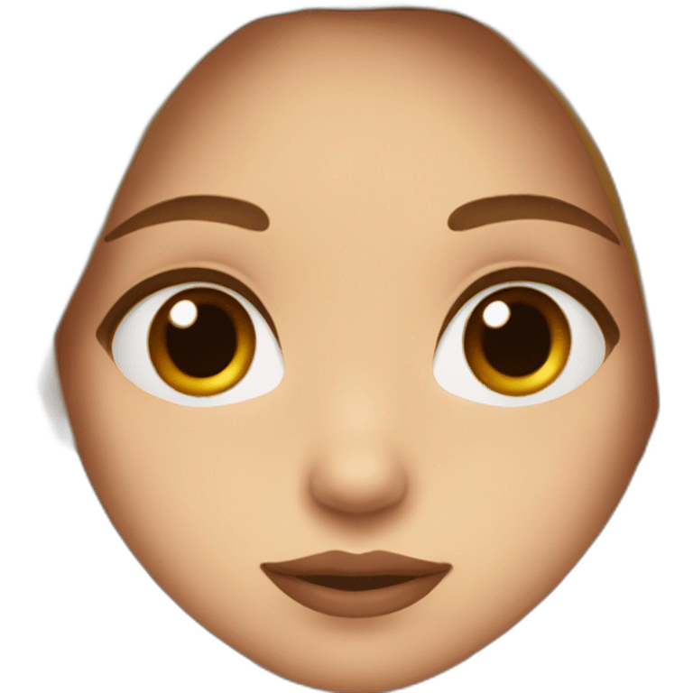 Girl with brown  and long hair hazel eyes tiny nose and big lips  emoji