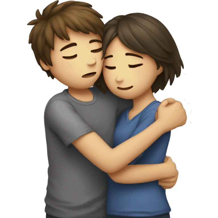 sad hug girl and boy emoji