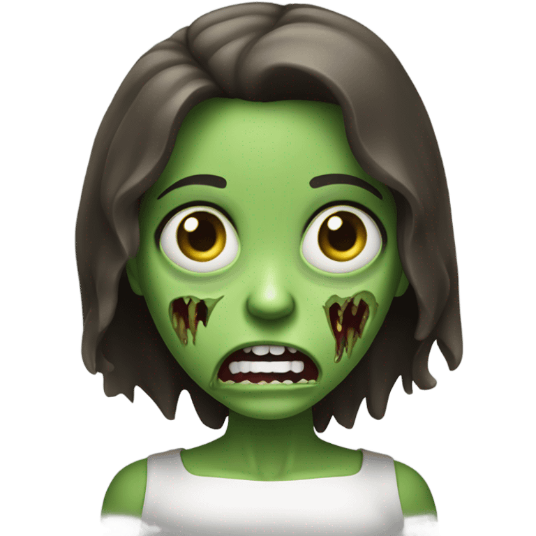 Green Zombie brunette girl with mouth open horror  emoji