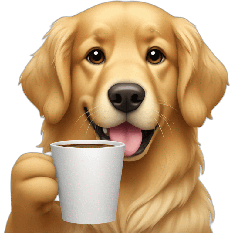 Golden retriever drinking coffee  emoji