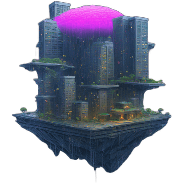 Cyberfunk rain city emoji