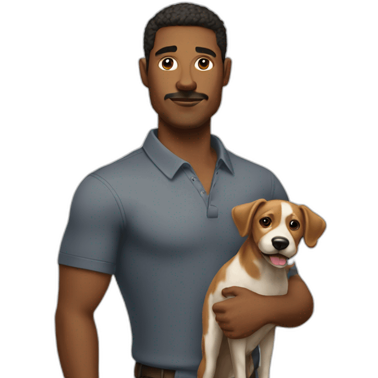 bold man with dog emoji