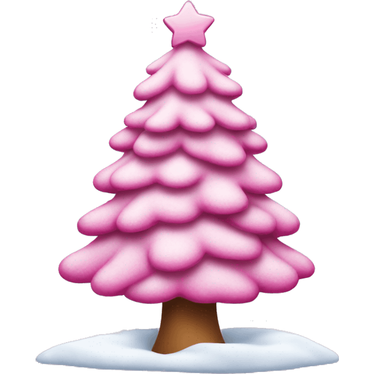 Pink Christmas tree with snow emoji