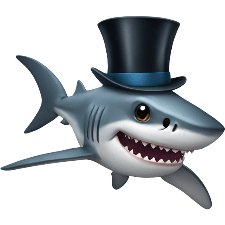 Shark with a top hat emoji