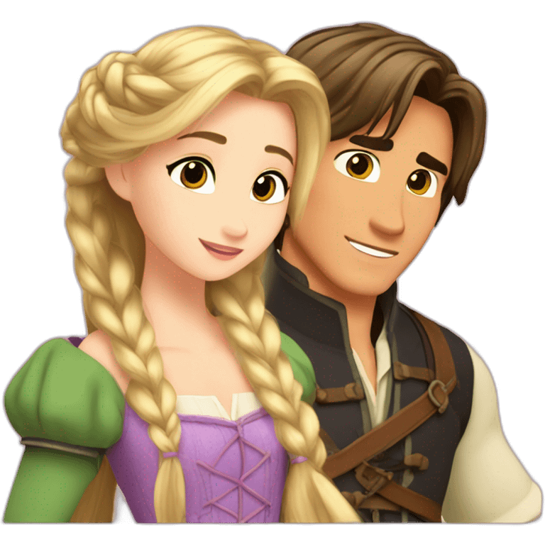 Rapunzel with Flynn Rider anime style emoji