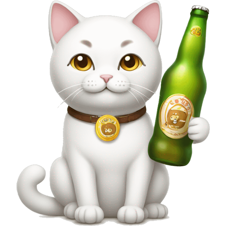 Korean cat holding beer emoji