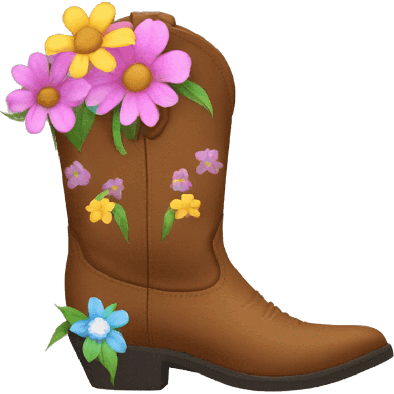 Cowboy boots with flowers emoji