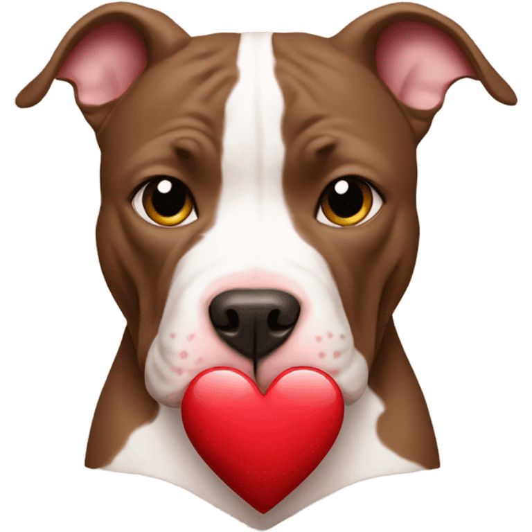 Pitbull holding a heart  emoji