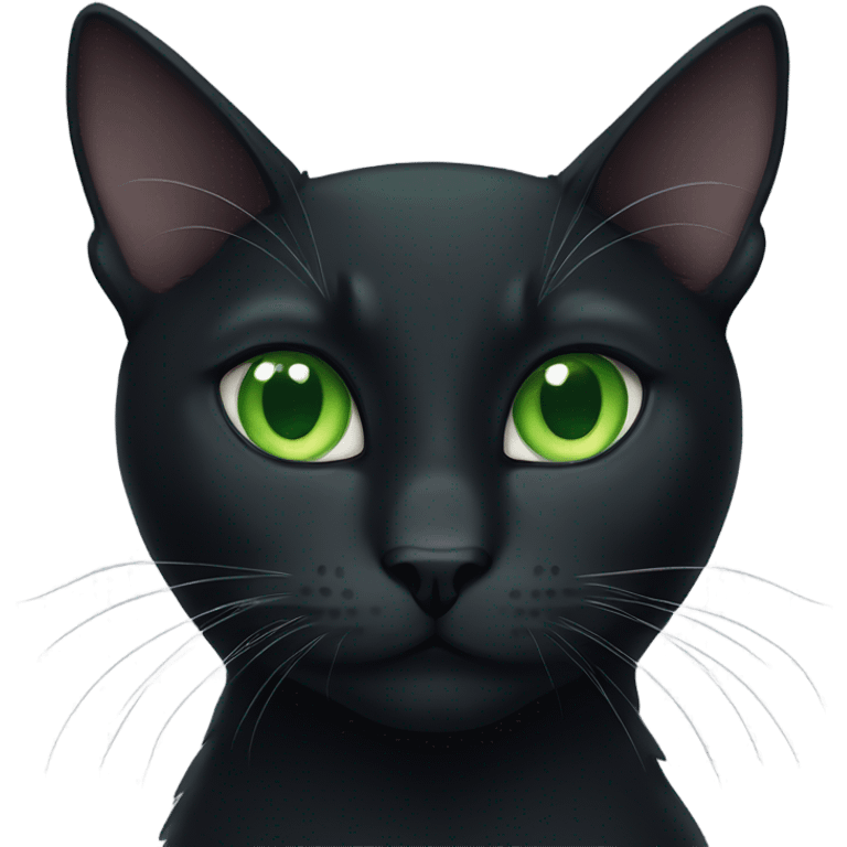 Black cat with green eyes next to grey cat with green eyes emoji