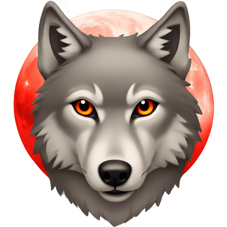 wolf with red moon behind  emoji