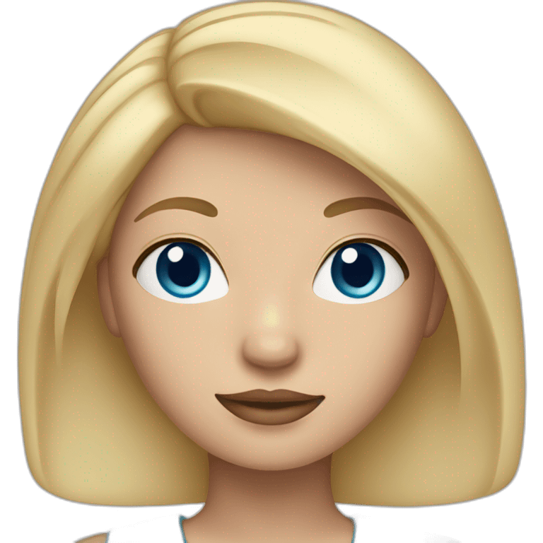 Memoji of a woman with blond hair and blue eyes emoji