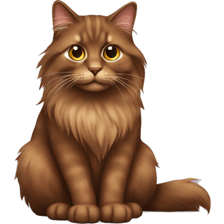 brown long-haired cat sitting emoji