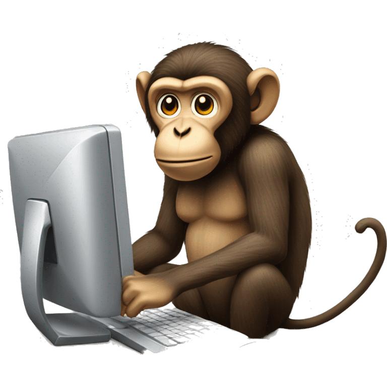 A monkey sitting at his computer emoji