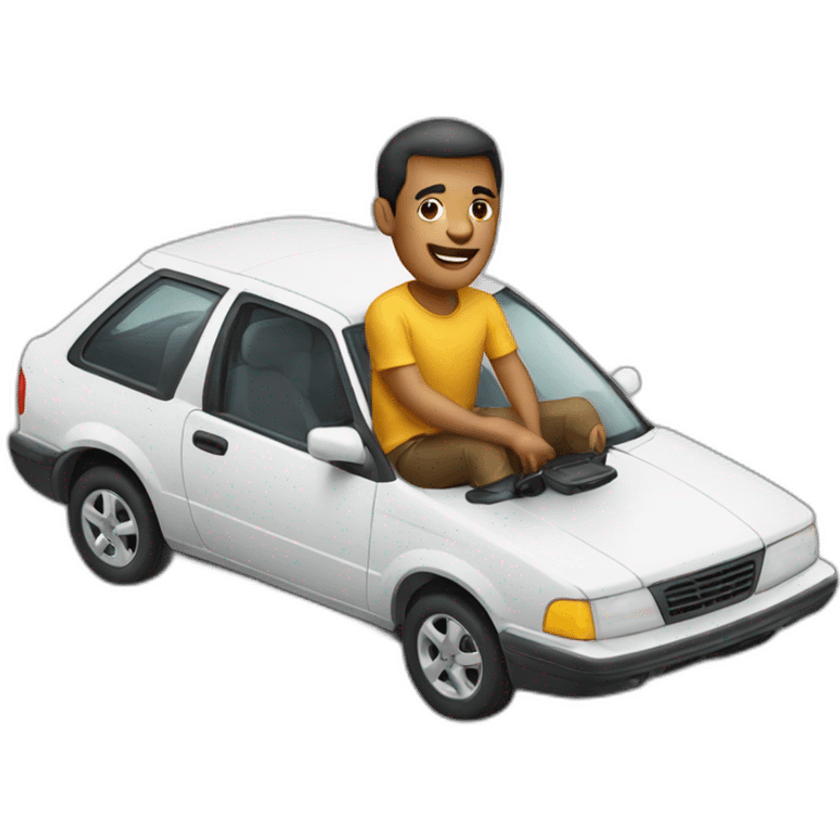 man on a car emoji