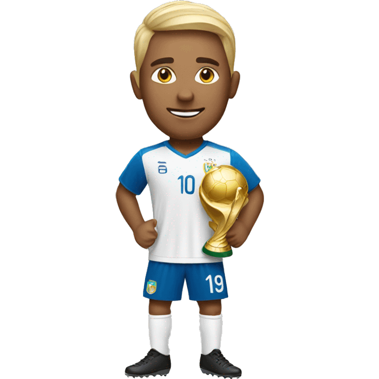 Soccer player with World Cup trophy emoji