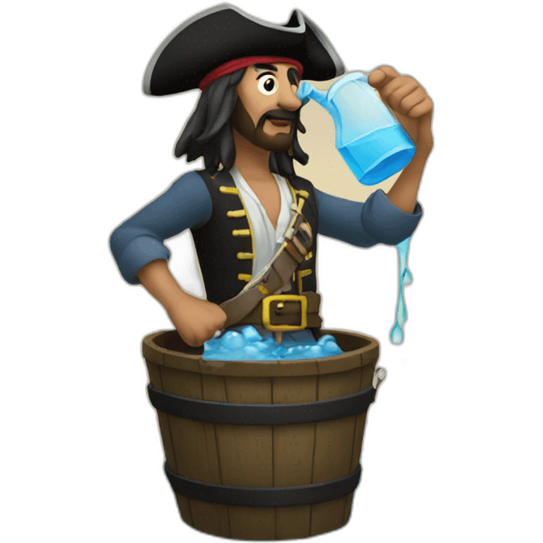 A pirate sending the water he has in a bucket far away emoji