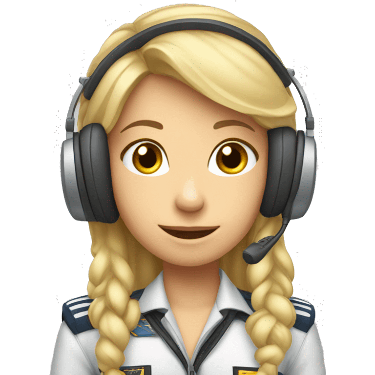 Blonde Pilot girl with long hair and headset with microphone emoji