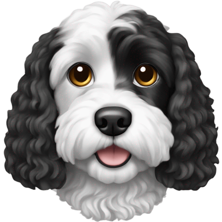 Black and white cavapoo dog emoji