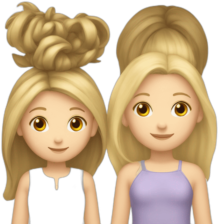 deux filles une fille blonde et fille asiatique chatain emoji